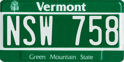 VT license plate NSW758