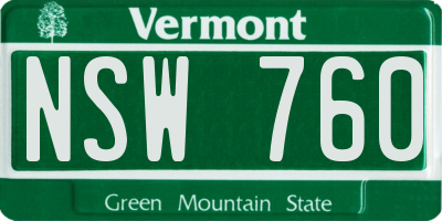 VT license plate NSW760