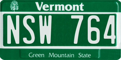 VT license plate NSW764