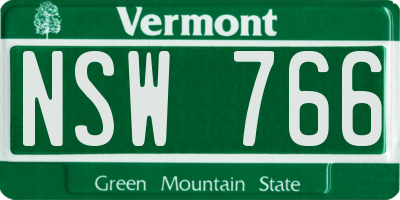VT license plate NSW766