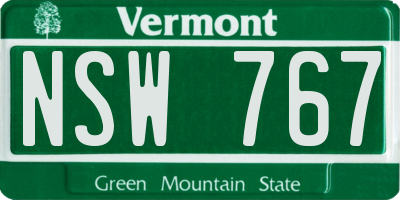 VT license plate NSW767