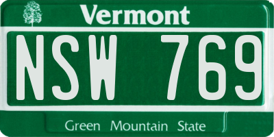 VT license plate NSW769