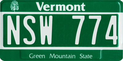 VT license plate NSW774
