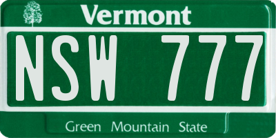 VT license plate NSW777