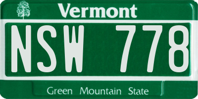 VT license plate NSW778