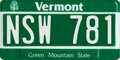 VT license plate NSW781