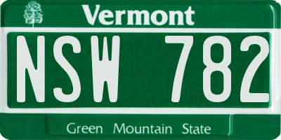 VT license plate NSW782