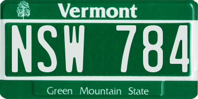 VT license plate NSW784