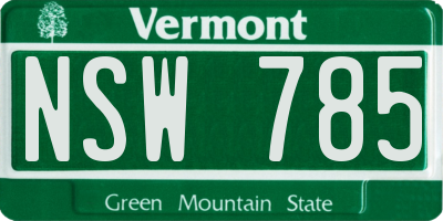 VT license plate NSW785