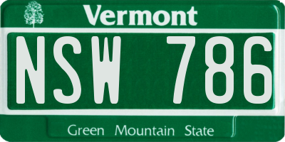 VT license plate NSW786