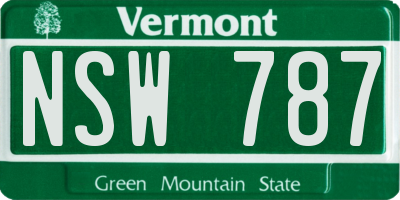 VT license plate NSW787