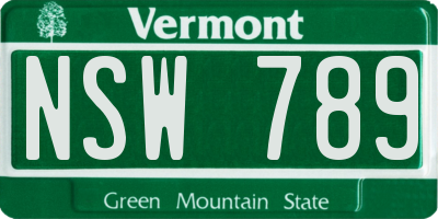 VT license plate NSW789