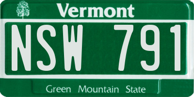 VT license plate NSW791