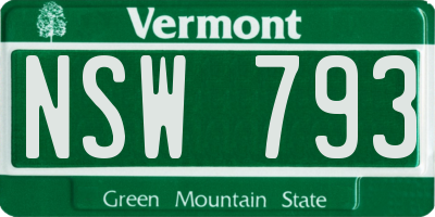 VT license plate NSW793