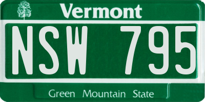 VT license plate NSW795