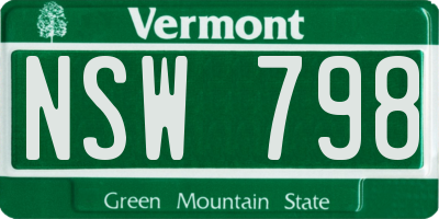 VT license plate NSW798