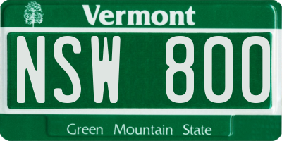 VT license plate NSW800