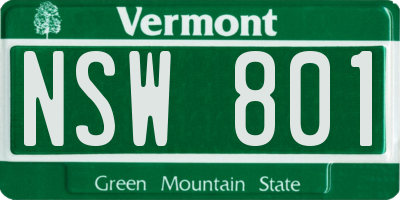 VT license plate NSW801