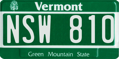 VT license plate NSW810