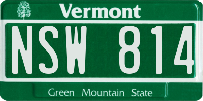 VT license plate NSW814