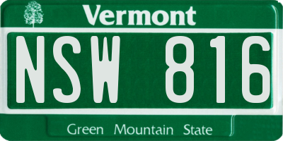 VT license plate NSW816