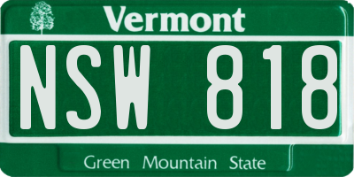 VT license plate NSW818