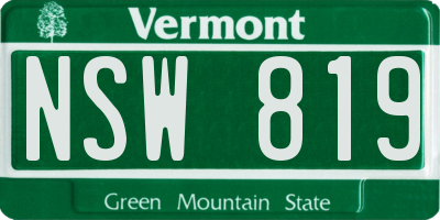 VT license plate NSW819