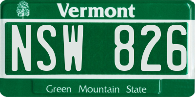 VT license plate NSW826