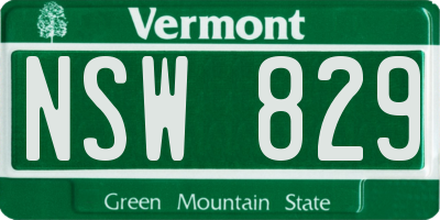 VT license plate NSW829