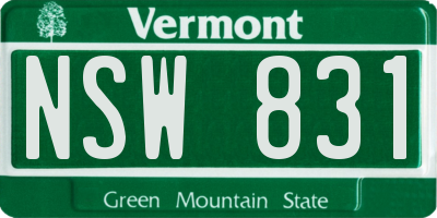 VT license plate NSW831