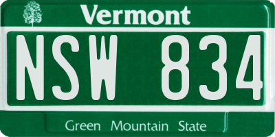 VT license plate NSW834
