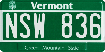 VT license plate NSW836