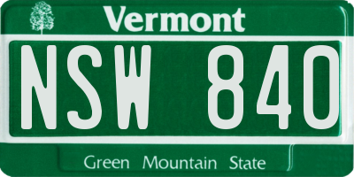 VT license plate NSW840