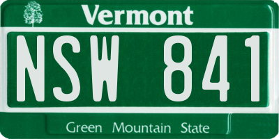 VT license plate NSW841