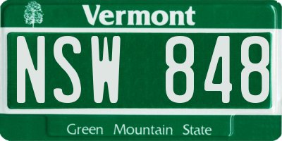 VT license plate NSW848