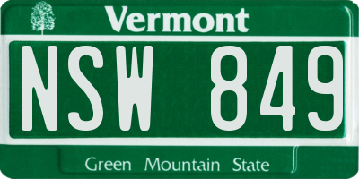 VT license plate NSW849