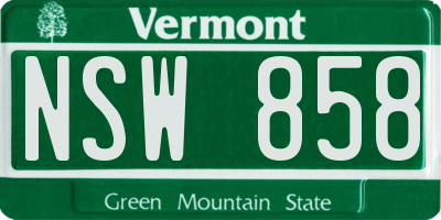VT license plate NSW858