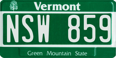 VT license plate NSW859