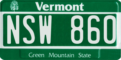 VT license plate NSW860