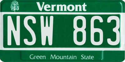 VT license plate NSW863