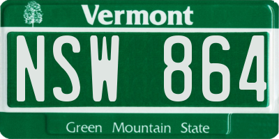 VT license plate NSW864