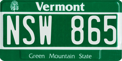 VT license plate NSW865