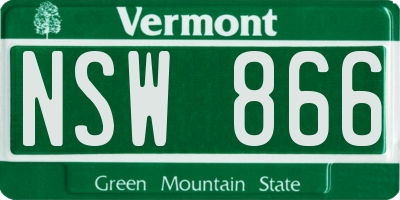 VT license plate NSW866