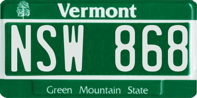 VT license plate NSW868