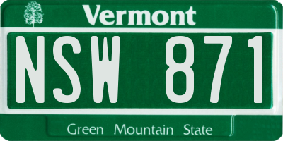 VT license plate NSW871