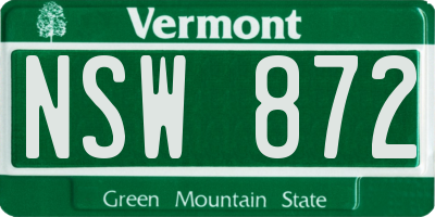 VT license plate NSW872