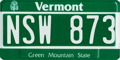 VT license plate NSW873
