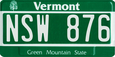VT license plate NSW876