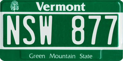 VT license plate NSW877