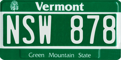 VT license plate NSW878